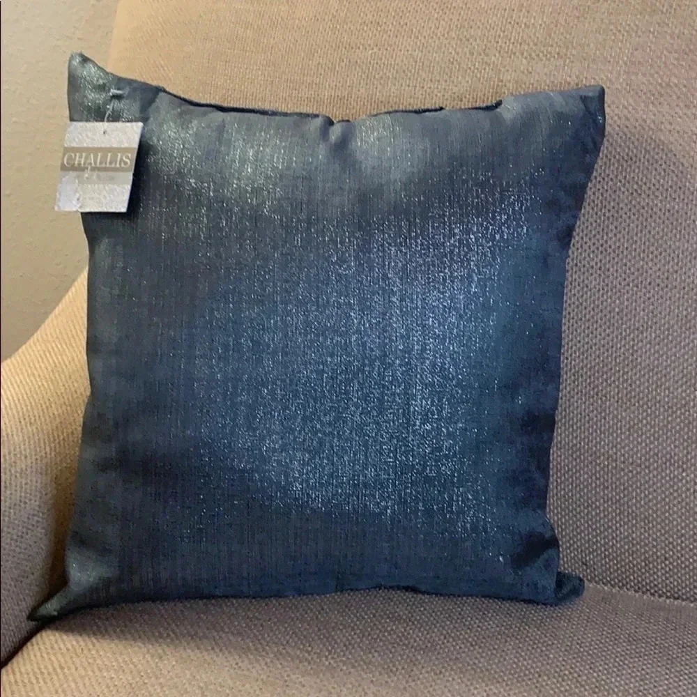 Challis Grey Glitter Square Throw Pillow New
